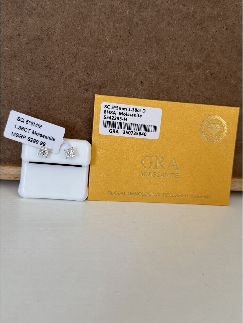 GRA Moissanite Earrings Push Back Sterling Silver Earrings 1.38ct Asscher